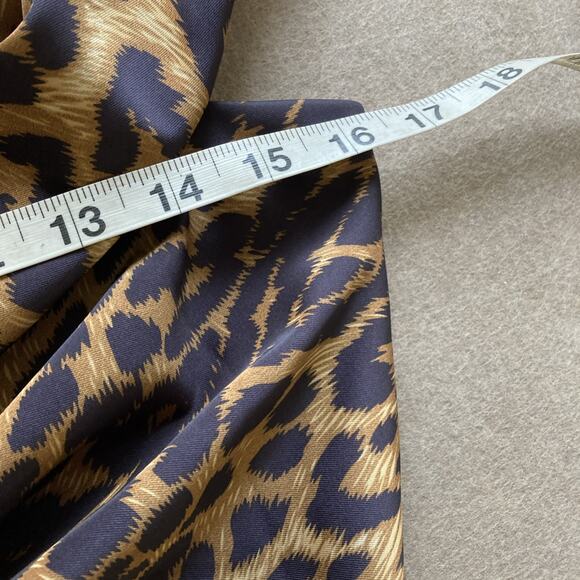 Tadashi Shoji Animal Print Sheath Dress Sz 4 Ruched Cap Sleeves Leopard Satin - Picture 10 of 12